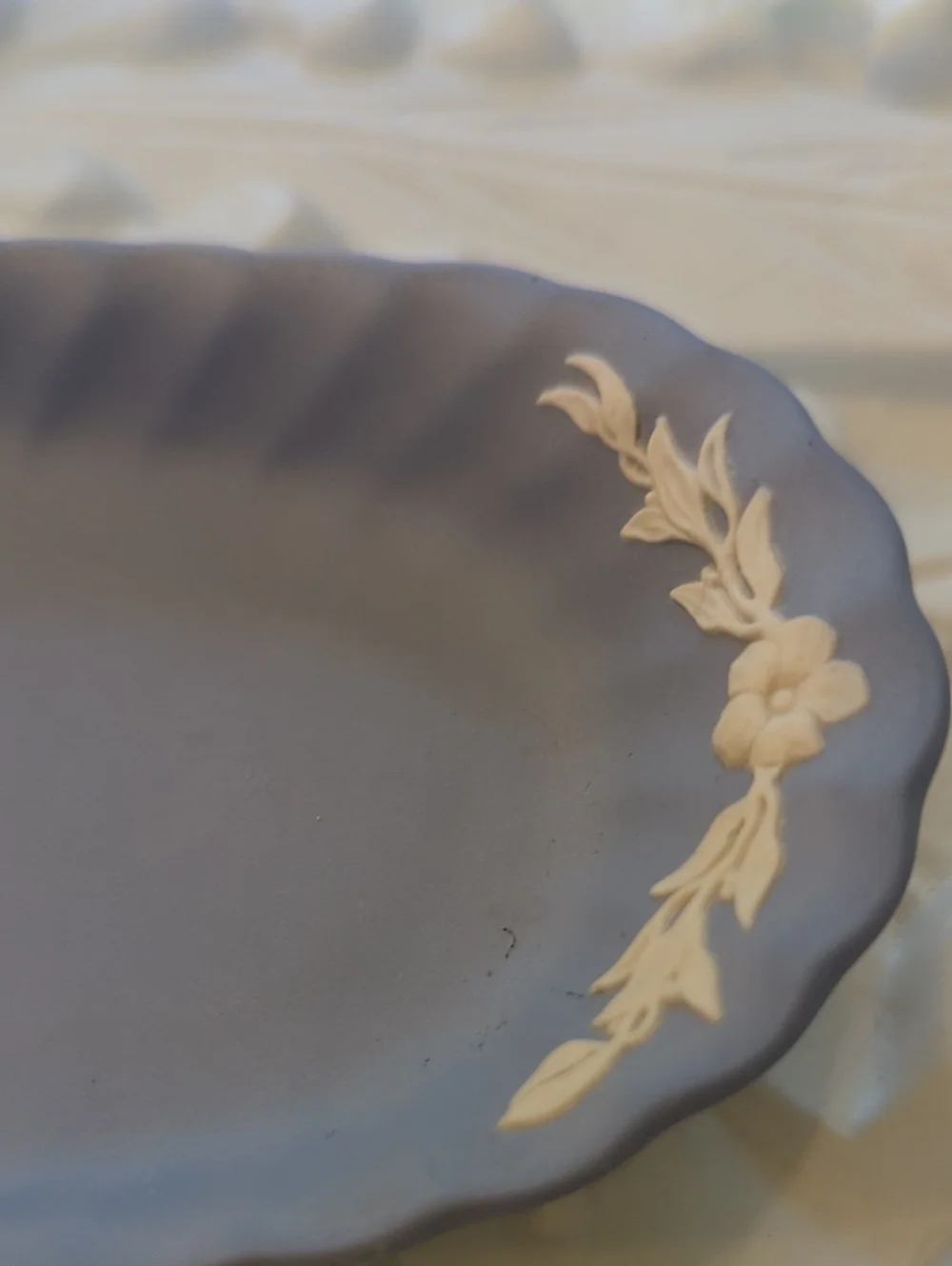 Blue Wedgwood Jasperware Oval Dish with White Relief